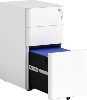 Vinsetto Rollcontainer mobiler Aktenschrank mit 3 Schubladen, (Bürocontainer, 1 St, mobiler Aktenschrank), für A4, Legal, Letter, Stahl, 30 x 45 x 59 cm Weiß
