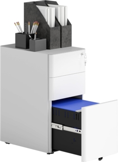 Vinsetto Rollcontainer mobiler Aktenschrank mit 3 Schubladen, (Bürocontainer, 1 St, mobiler Aktenschrank), für A4, Legal, Letter, Stahl, 30 x 45 x 59 cm Weiß