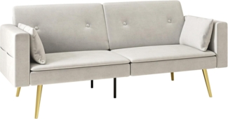 HOMCOM Schlafsofa mit Verstellbar Rückenlehne, Seitentasche, 2er-Sofa 1 Teile, für Wohnzimmer, Schlafzimmer, Beige