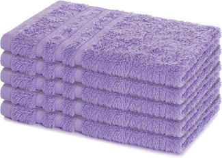 Lavea Gästehandtuch Elena, 30x50cm aus 100% Baumwolle, fusselfreies, pflegeleichtes hautfreundliches Gästehandtuch-Set (Set, 5-St), einzigartig weiche Frottee Gästehandtücher für jeden Hauttyp