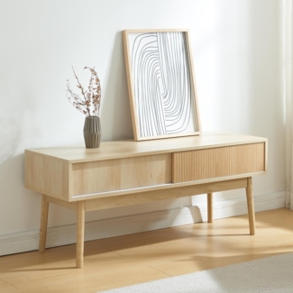 Fernsehtisch Landskrona 115x40x48 cm mit zwei Schiebetüren Eicheoptik [en. casa]