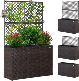 Casaria Blumenkasten, Blumenkasten Rankgitter 3 Innentöpfe Polyrattangeflecht Rankhilfe