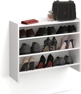 KOMTO Schuhregal Elexis 3 Schmal - Schuhablage Flur mit 3 Ebenen Offener Schuhschrank, Schuh Organizer Platzsparend 80 x 25 x 60 cm