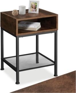 tectake Nachttisch Beistelltisch Harlow 40,5x40,5x59cm (1-St, 1 tlg), Quadratischer Nachttisch im markanten Industrie-Chic