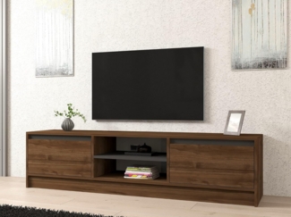 Hanah Home Stylish TV Stand, Walnut & Anthracite, 180 x 45 x 40 cm | 100% Melamine Coated Particle Board, 18 mm Thick | Durable Plastic Legs, Modern Design