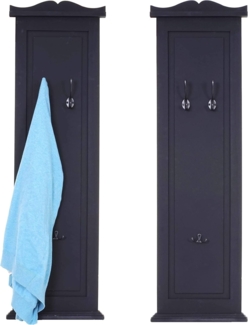 2er-Set Garderobe T33, Wandgarderobe Garderobenpaneel, Wandhaken Holz 109x28x4cm ~ dunkelgrau lackiert