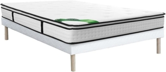 Vente-unique - Set 160 x 200 cm - Boxspringbett + Taschenfederkernmatratze 7 Zonen mit integriertem Topper und Bambusbezug 23 cm - TAREVO von NATUREA