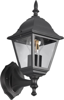 Außenwandleuchte LIVENZA Laterne stehend, Aluminium Schwarz Höhe 34cm