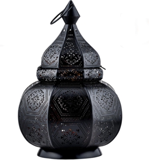 Marrakesch Orient & Mediterran Interior Nachttischlampe Orientalische Laterne Lampe Nachttischlampe Mahana Schwarz, Handarbeit
