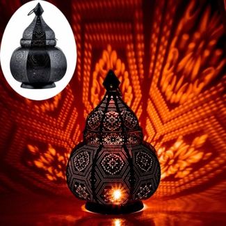 Marrakesch Orient & Mediterran Interior Nachttischlampe Orientalische Laterne Lampe Nachttischlampe Mahana Schwarz, Handarbeit