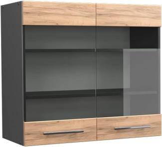 Vicco Küchenglasschrank Goldkraft Eiche 80 cm, Fame-Line