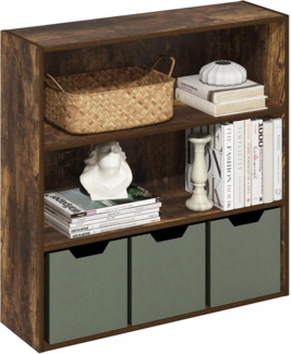 Furinno Pasir 3-stufiges offenes Bücherregal, 79,6 cm breit, Bernstein-Kiefer
