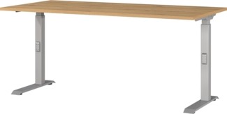 Germania Schreibtisch 7911-638, in Grandson-Eiche-Nb./Silber, me. höheneinst, 160 x 91 x 80 cm (BxHxT)