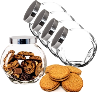 BigDean 4er Set 2 Liter Bonbonglas mit Schraubdeckel - Candy-Glas groß - Für Süßigkeiten, Kekse, Mehl-Aufbewahrung & Gewürze - Made in Germany - Spülmaschinenfest