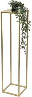 DanDiBo Blumenhocker Metall Gold Eckig 100 cm Blumenständer Beistelltisch 96570 Blumensäule Modern Pflanzenständer Pflanzenhocker