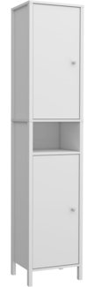 Forte IPSARION Hochschrank Bad L/R 40, moderner Badschrank mit 2 Türen, Holzwerkstoff, Weiß, 40,4 cm breit x 188 cm hoch x 34,8 cm tief
