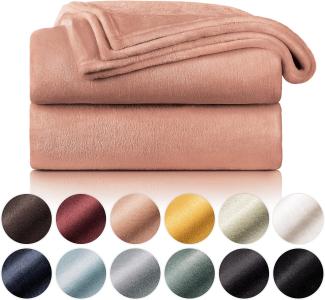 Blumtal Kuscheldecke aus Fleece - hochwertige Decke, Oeko-TEX® Zertifiziert in 220x240 cm, Kuscheldecke flauschig als Sofadecke, Tagesdecke oder Winterdecke, Dusty pink - rosa