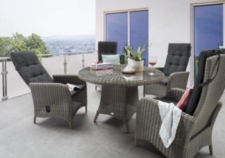 Destiny Garten-Essgruppe PALMA LUNA, (9-tlg, 4x Hochlehner, 1x Tisch, inkl. Auflagen), Aluminium, Polyrattan