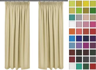 Rollmayer 'Vivid' 2er Pack Vorhänge mit Stift beige 3, 135x240 cm, blickdicht