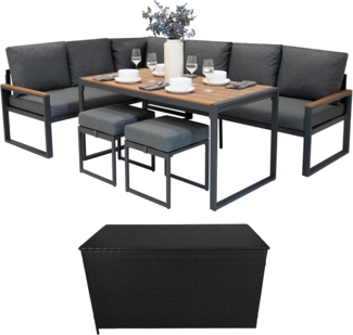 Aluminium 5-teiliges Ecksofa-Set mit schwarzer