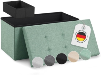 Blumtal Sitzbank mit Stauraum + extra Box - Truhenbank mit Stauraum 76 x 38 x 38 cm - Sitztruhe mit Stauraum - Bequemer Hocker mit Stauraum - Aufbewahrungsboxen - Storage Bench - Sitzbox in Türkis hell
