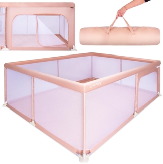 sun baby Laufstall 150x200 cm 0-2 Jahre Lachs, Polyester, Netzwände, Eingang mit Reißverschluss, rutschfeste Füße, Tragetasche im Set, Metallrahmen