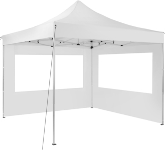 tectake Faltbarer Garten Pavillon 3x3 m mit 2 Seitenteilen Faltpavillon weiß