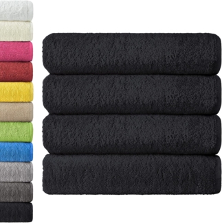 NatureMark 4er Pack Duschtücher, Größe 70x140 cm, Schwarz, 100% Baumwolle