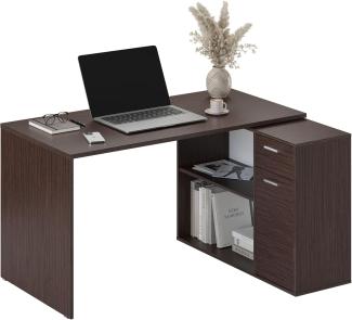 Schreibtisch klein 136 x 101 x 75 cm Eiche Dunkelbraun – Bürotisch Eckschreibtisch RICOO WM083-FM