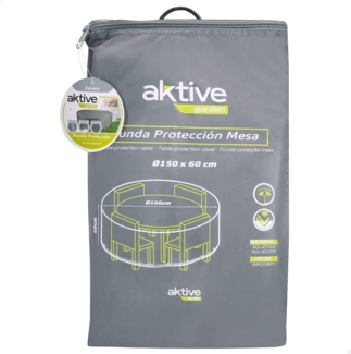 Wasserdichte Gartentischabdeckung, wasserdichte Gartenmöbelabdeckungen, Runde Tischabdeckung, Ø 150 cm, 60% Polyester, mit UV-Schutz, Grau, Aktive Garden