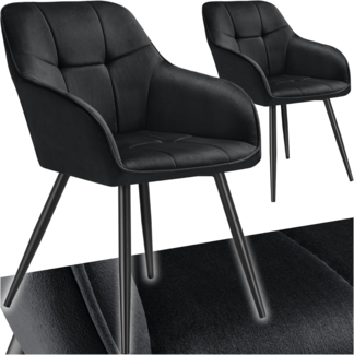 tectake Esszimmerstuhl Marilyn (Set, 2 St), Extra weicher Samtbezug mit elegantem Steppmuster