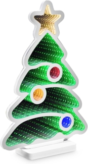 Idena 30550 - LED Infinity Mirror Weihnachtsbaum, ca. 13 x 5,5 x 22 cm, Deko Lampe mit 80 SMD-LEDs und 3D Effekt, Weihnachtsdeko für Innen, batteriebetrieben