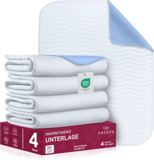 Pataya Inkontinenzunterlage waschbar 40x50 4er - wasserdichte Matratzenschutz Matratzenauflage nässeschutz Bett Inkontinenzauflage Bettunterlage (40x50 cm - 4er)