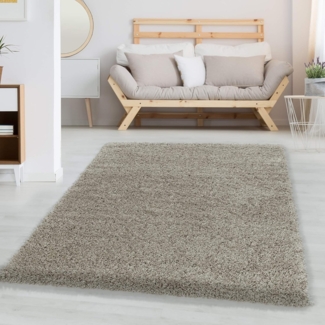 Carpetsale24 Shaggy Hochflor Teppich Wohnzimmer 250x350 (240x340 cm) Natur - Modern Flauschiger Teppich Extra Weich, Pflegeleicht und Einfarbig - Teppich für Schlafzimmer, Esszimmer und Küche