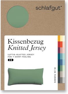 Schlafgut Kissenbezug Knitted Jersey aus Bio-Baumwolle mit Elasthan, bügelfrei, (1 Stück), besonders fein gestrickt, Kissenhülle mit farbigem Reißverschluss