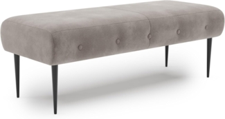 CAVADORE Sitzbank Amba, Trendige Polsterbank 2-sitzig für Küche, Esszimmer oder Wohnküche / Küchenbank passend zum 2-Sitzer Amba / 119 x 52 x 54 / Hochwertiges Mikrofaser: Hellgrau