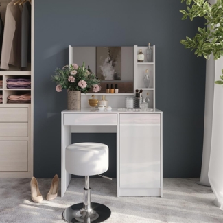 Schminktisch Sherry Weiß/Weiß Hochglanz 89.8 cm 4 Teile Vicco