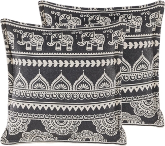 Kissen 2er Set Orientalisches Muster ATABAGI Baumwolle 45 x 45 cm Schwarz