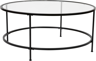 Flash Furniture Astoria Collection Runder Couchtisch – Moderner Couchtisch aus Klarglas – Mattes goldenes Gestell