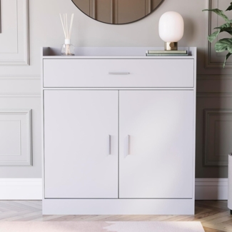 Vida Designs -Dalby Moderner Schuhschrank, 2-türig, 1 Schublade, Flur Schrank Stauraumorganisation Schuhständer Regal Holz Sideboard-Einheit, Weiß, 90 x 34 x 83
