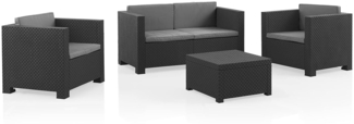 Shaf - Diva | Lounge Gartenmöbel Set 4 Personen | Balkonmöbel Set für Terrasse oder Garten - Graphit