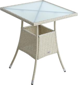 Polyrattan Balkontisch Rattan Tisch Beistelltisch Gartentisch 60 cm Beige