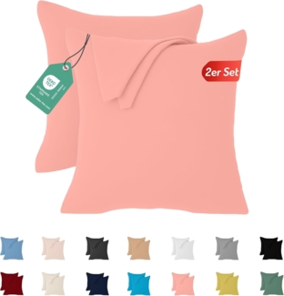 Livessa 2er Set Kissenbezug 60x60 aus%100 Baumwolle Jersey Stoff - Verdeckter Reißverschluss, Kopfkissenbezug 60x60 cm, Kissenhülle, Ultra weich und atmungsaktiv, Oeko-Tex Zertifiziert