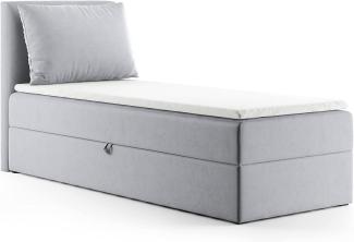 Boxspringbett Egro Mini mit Bettkasten und Kissen - Einzelbett mit Bonell-Matratze und Topper, Polsterbett (Grau (Paros 05), 90 x 200 cm)