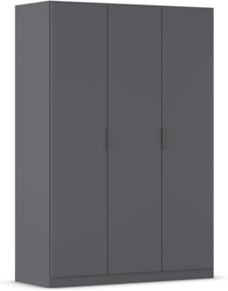 Rauch Möbel Lagoa, Kleiderschrank, Garderobe für Schlafzimmer, Kinderzimmer, Jugendzimmer 3-türig, mit Zubehör Classic, Farbe Grau metallic, Schwarz, Breite 136