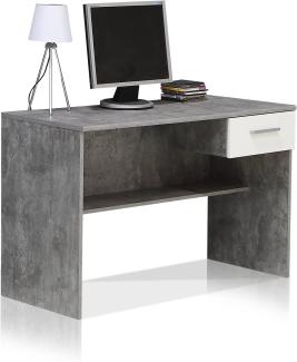 Schreibtisch Lunas 1 Betonoptik lichtgrau/weiß 110 x 73 x 52 cm Bürotisch