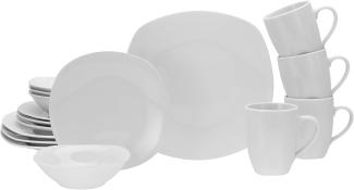 CreaTable 13915 Kombiservice Square für 4 Personen, Porzellan, weiß (1 Set, 16-teilig)