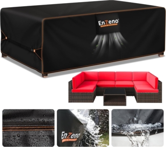 Enzeno Groß Gartenmöbel Abdeckung Wasserdicht mit Belüftungsöffnungen 300*250cm, Abdeckplane Schutzhülle für Gartentische Terrassenmöbel, Outdoor Sofa Tisch Möbelsets
