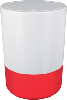 Spirella Design Kosmetikeimer "Moji" Bad Treteimer Schwingdeckeleimer Abfallbehälter mit Schwingdeckel 5 Liter mit Silikonboden Weiß/Rot