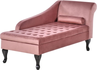 Rechtsseitige Chaiselounge PESSAC Samtstoff Rosa mit Stauraum